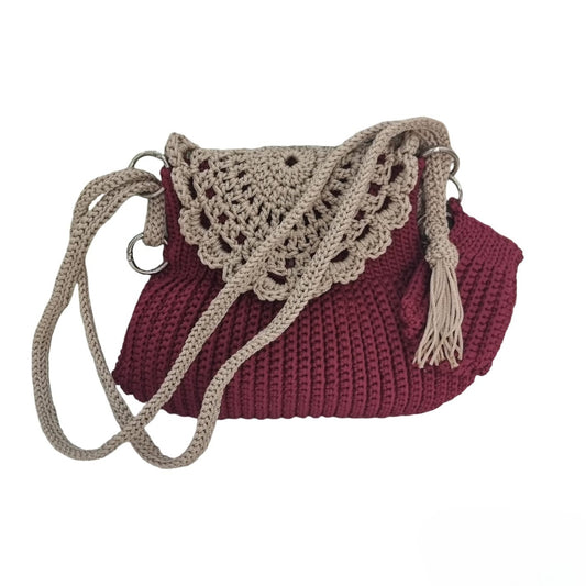 Bordeaux Harmony Crocheted Shoulder Bag Code: CHBG0010