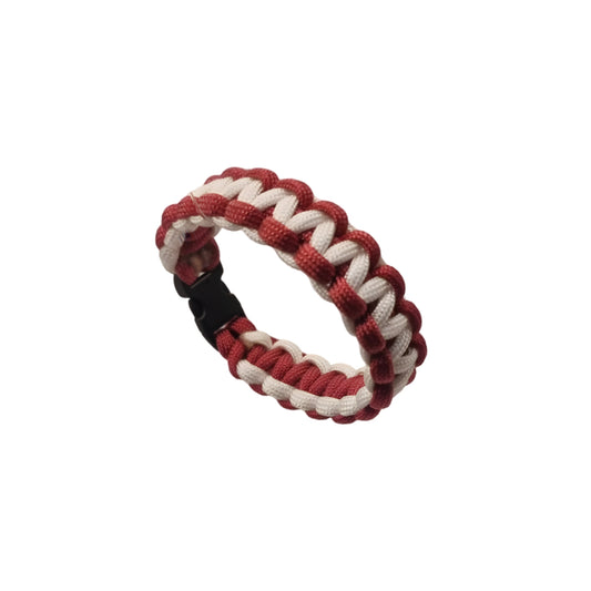 Burgundy & White Paracord Survival Bracelet Code: PRC0013