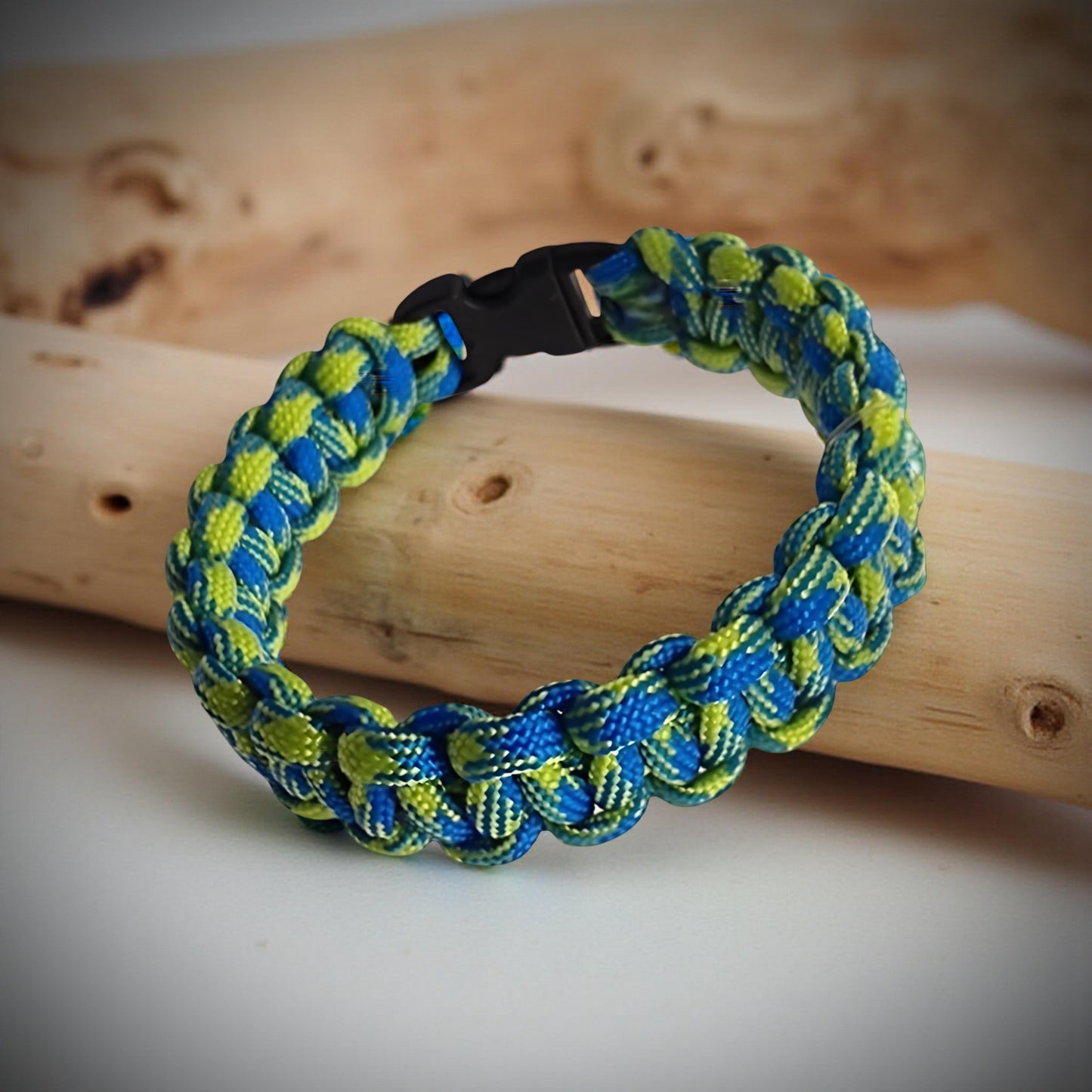 Blue & Green Fluo Paracord Survival Bracelet Code: PRC001
