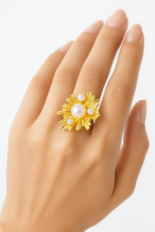 Golden Bloom Pearl Ring Code: RGP007