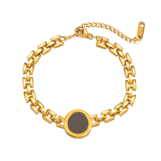 Obsidian Medallion Bracelet     Code: BRGP0017