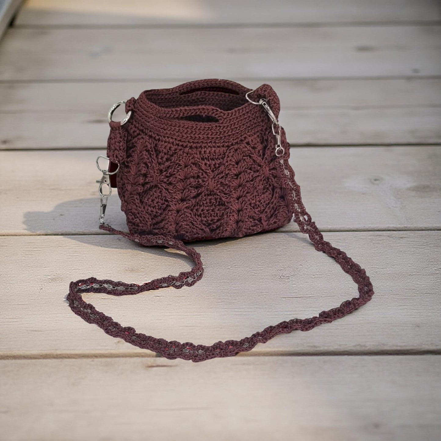 Crimson Meadow Crocheted Mini Shoulder Bag     Code: CHBG002