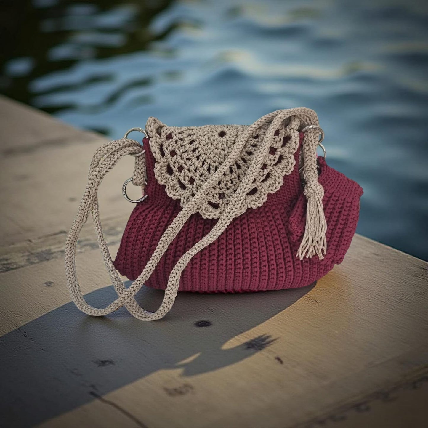 Bordeaux Harmony Crocheted Shoulder Bag    Code: CHBG0010