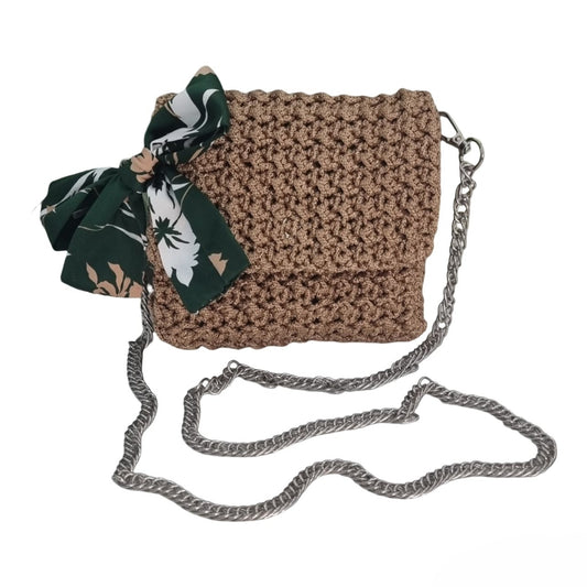 Golden Weave Crocheted Handbag  Code: CHB003
