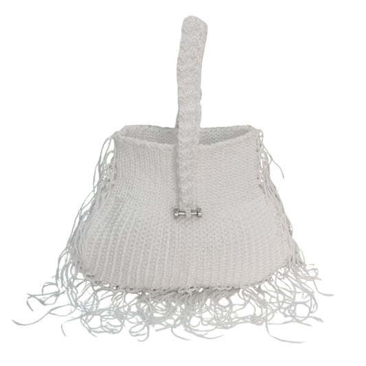Snowy Mirage Fringe Crocheted Handbag   Code: CHBG006