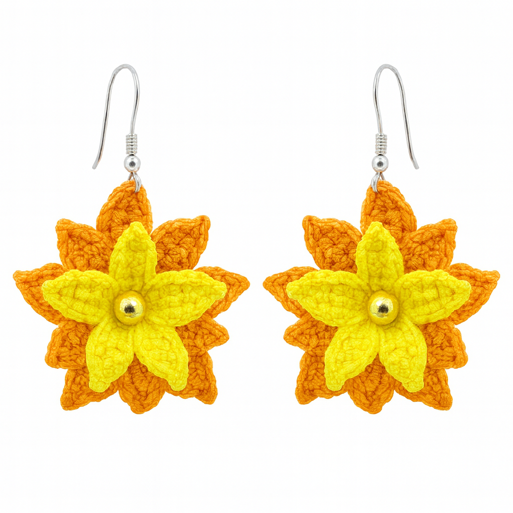 Sunburst Bloom Crocheted Earrings   Code: ERC0021