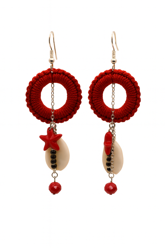 Vermilion Solara Crocheted Earrings               Code: ERC006