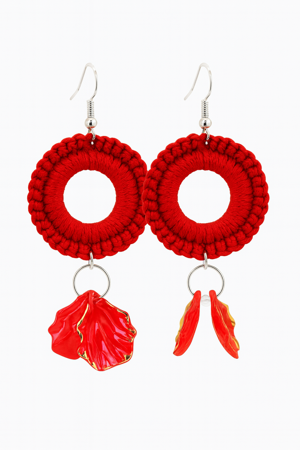 Crimson Aureole Crocheted Earrings    Code: ERC008