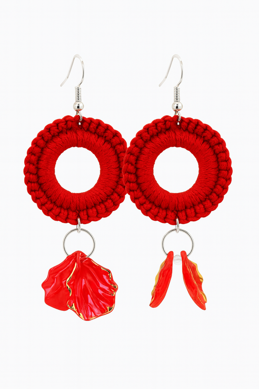 Crimson Aureole Crocheted Earrings    Code: ERC008