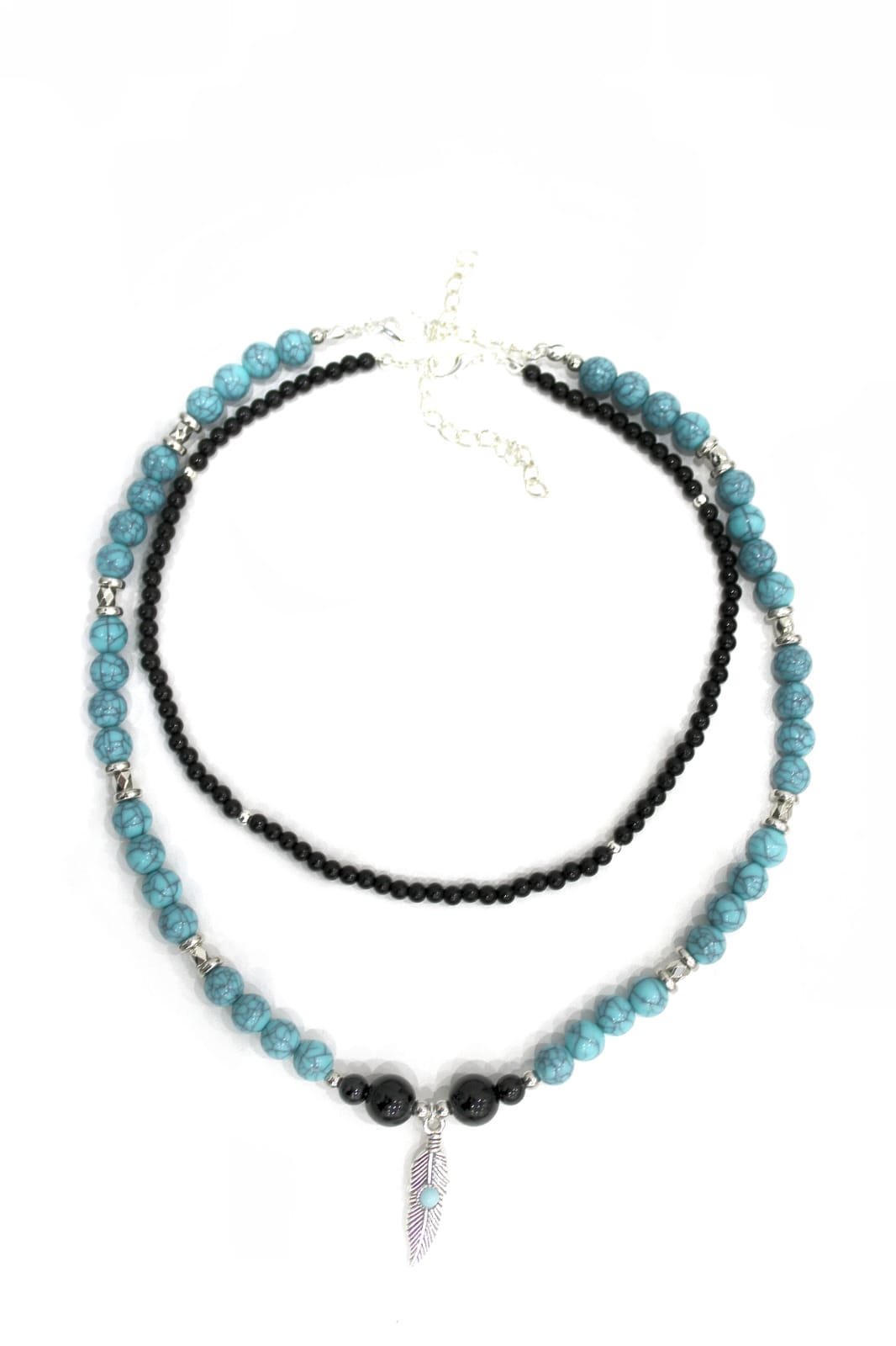 Cyan Pluma Necklace with Chocker     Code: NK002