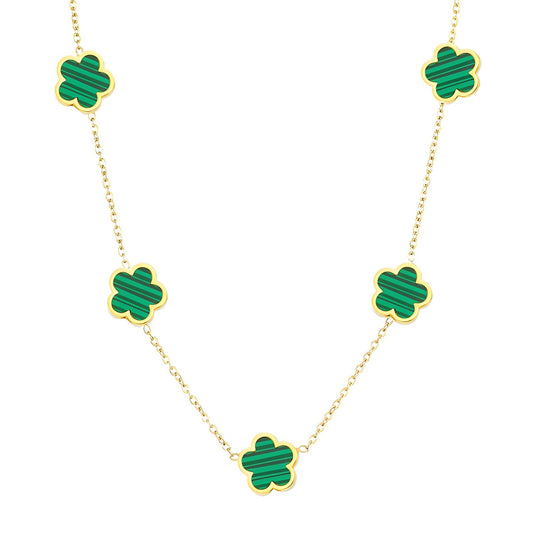 Malachite Clover Bloom Necklace        Code: NKGP0022