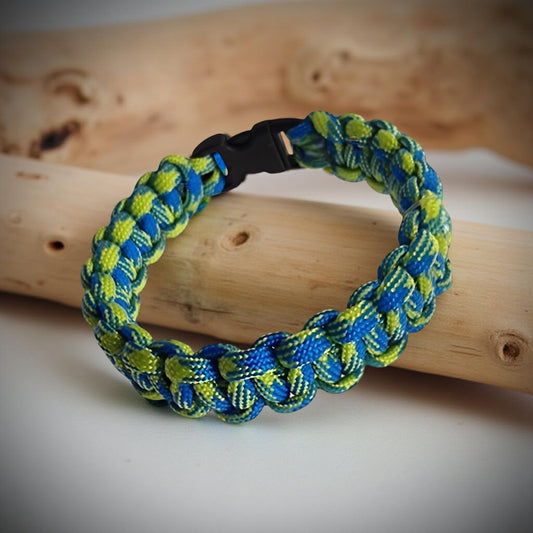 Blue & Green Fluo Paracord Survival Bracelet    Code: PRC001