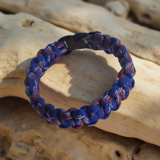 Navy Blue & Red Camouflage Paracord Survival Bracelet    Code: PRC007