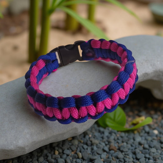 Navy Blue & Pink Paracord Survival Bracelet    Code: PRC009