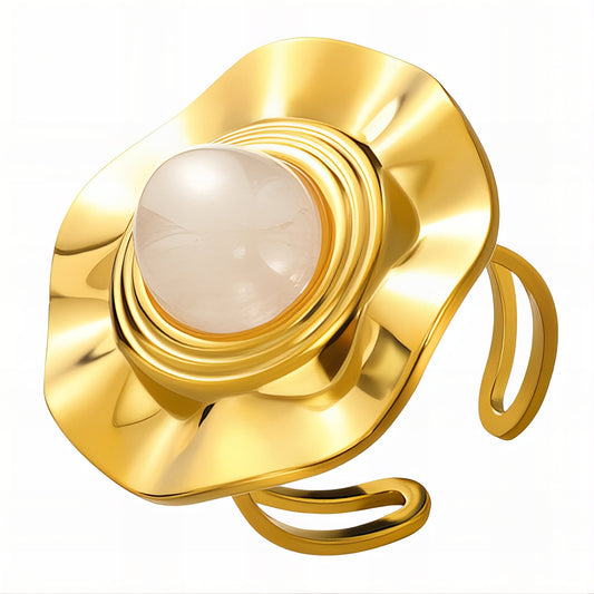 Golden Blossom Moonstone Ring     Code: RGP001