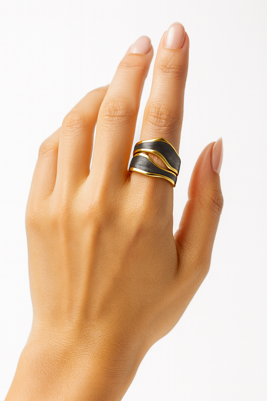 Obsidian Wave Cuff Ring       Code: RGP006